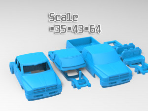 Dodge 1500 2nd gen Truck Extended Quad Cab Body Printable Modello di stampa 3D