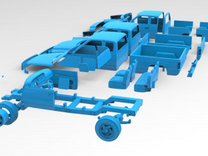 Dodge 1500 2nd gen Truck Extended Quad Cab Body Printable Modello di stampa 3D