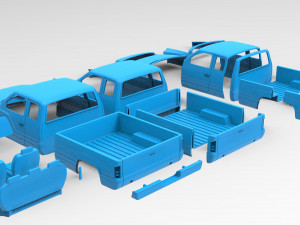 Dodge 1500 2nd gen Truck Extended Quad Cab Body Printable Modello di stampa 3D