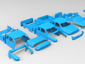 Dodge 1500 2nd gen Truck Extended Quad Cab Body Printable Modello di stampa 3D