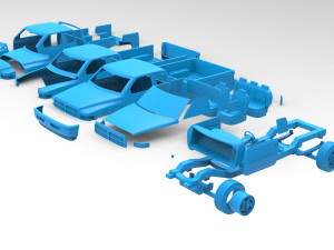 Dodge 1500 2nd gen Truck Extended Quad Cab Body Printable Modello di stampa 3D