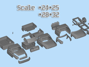 Dodge Pickup 1500 Regular cab frame short stl file 3d printing 3Dプリントモデル