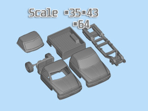Dodge Pickup 1500 Regular cab frame short stl file 3d printing 3Dプリントモデル