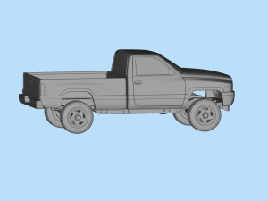 Dodge Pickup 1500 Regular cab frame short stl file 3d printing 3Dプリントモデル