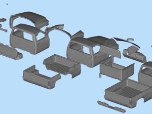 Dodge Pickup 1500 Regular cab frame short stl file 3d printing 3Dプリントモデル