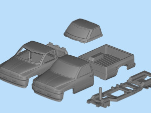 Dodge Pickup 1500 Regular cab frame short stl file 3d printing 3Dプリントモデル