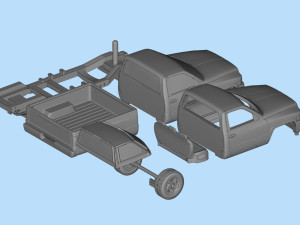 Dodge Pickup 1500 Regular cab frame short stl file 3d printing 3Dプリントモデル