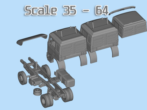 STL model car kits 3d printing F2000 truck trailer German Truck 3D Print Model
