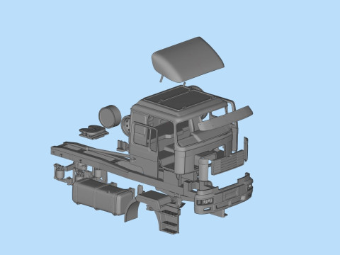 STL model car kits 3d printing F2000 truck trailer German Truck 3D Print Model