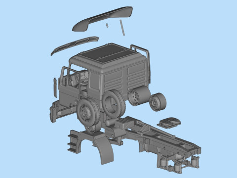 STL model car kits 3d printing F2000 truck trailer German Truck 3D Print Model