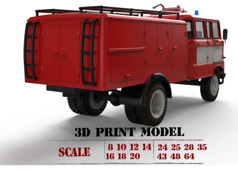 DDR 1969 IFA W50 TLF16 tanker feuerwehr 3d print file car Modelo de impresión 3D