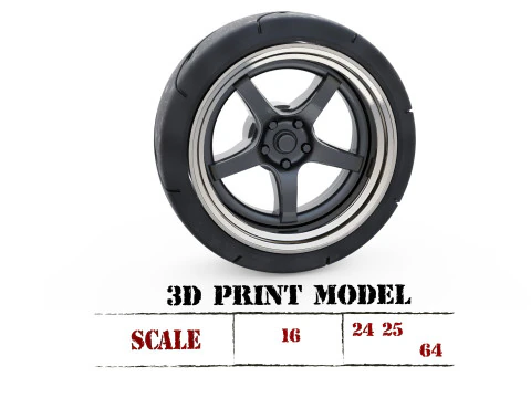 3d resin printer stl files Tire Rims Wheel set for miniatures car 3D Print Model
