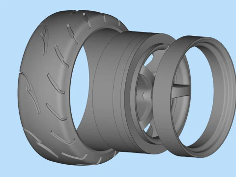 3d resin printer stl files Tire Rims Wheel set for miniatures car 3D Print Model