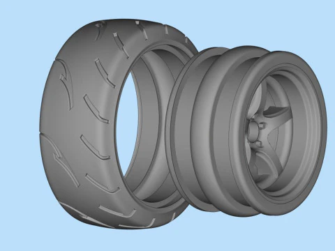 3d resin printer stl files Tire Rims Wheel set for miniatures car 3D Print Model