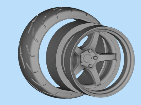 3d resin printer stl files Tire Rims Wheel set for miniatures car 3D Print Model