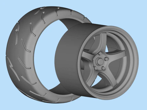 3d resin printer stl files Tire Rims Wheel set for miniatures car 3D Print Model