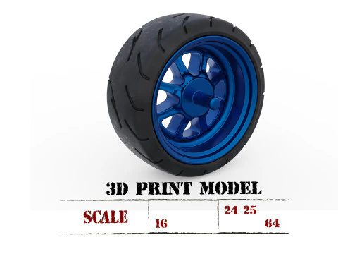 3d stl model files Tire Rims Wheel set for scale model car 3D Print Model
