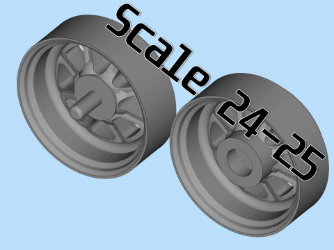 3d stl model files Tire Rims Wheel set for scale model car 3D Print Model