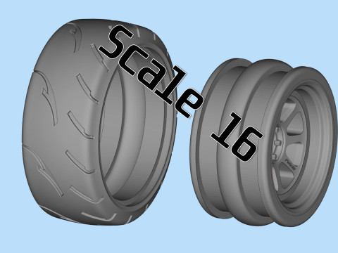 3d stl model files Tire Rims Wheel set for scale model car 3D प्रिंट मॉडल