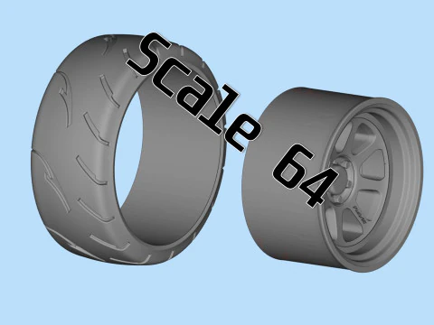 3d stl model files Tire Rims Wheel set for scale model car 3D Print Model