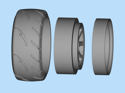 3d stl model files Tire Rims Wheel set for scale model car 3D प्रिंट मॉडल