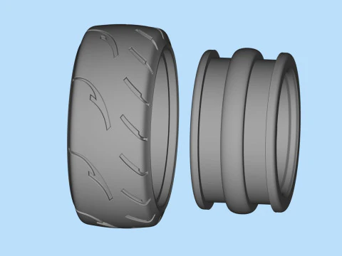 3d stl model files Tire Rims Wheel set for scale model car 3D Print Model