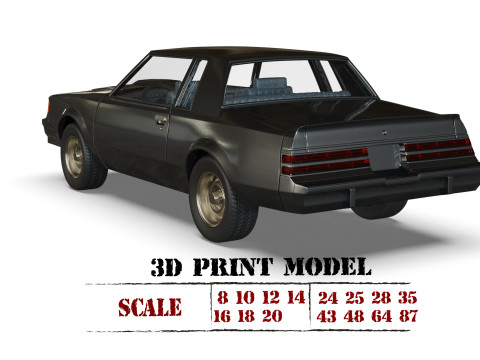 87 Regal Grand National muscle car 3d printer files Model Cetak 3D