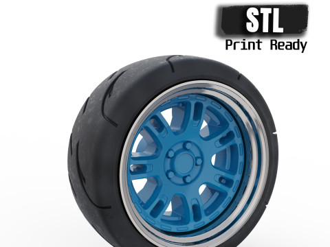 Toy stl wheels Tire Rims Wheel set for scale model car 3D Принт Модель