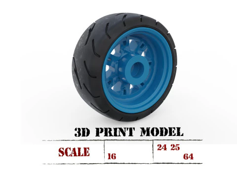 Toy stl wheels Tire Rims Wheel set for scale model car 3D Print Model