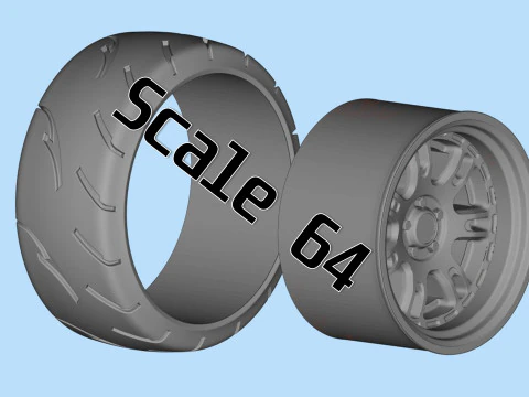 Toy stl wheels Tire Rims Wheel set for scale model car 3D Print Model