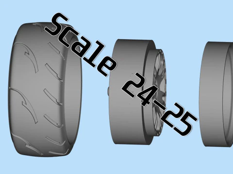 Toy stl wheels Tire Rims Wheel set for scale model car 3D Print Model