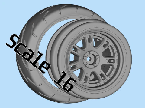 Toy stl wheels Tire Rims Wheel set for scale model car 3D Print Model