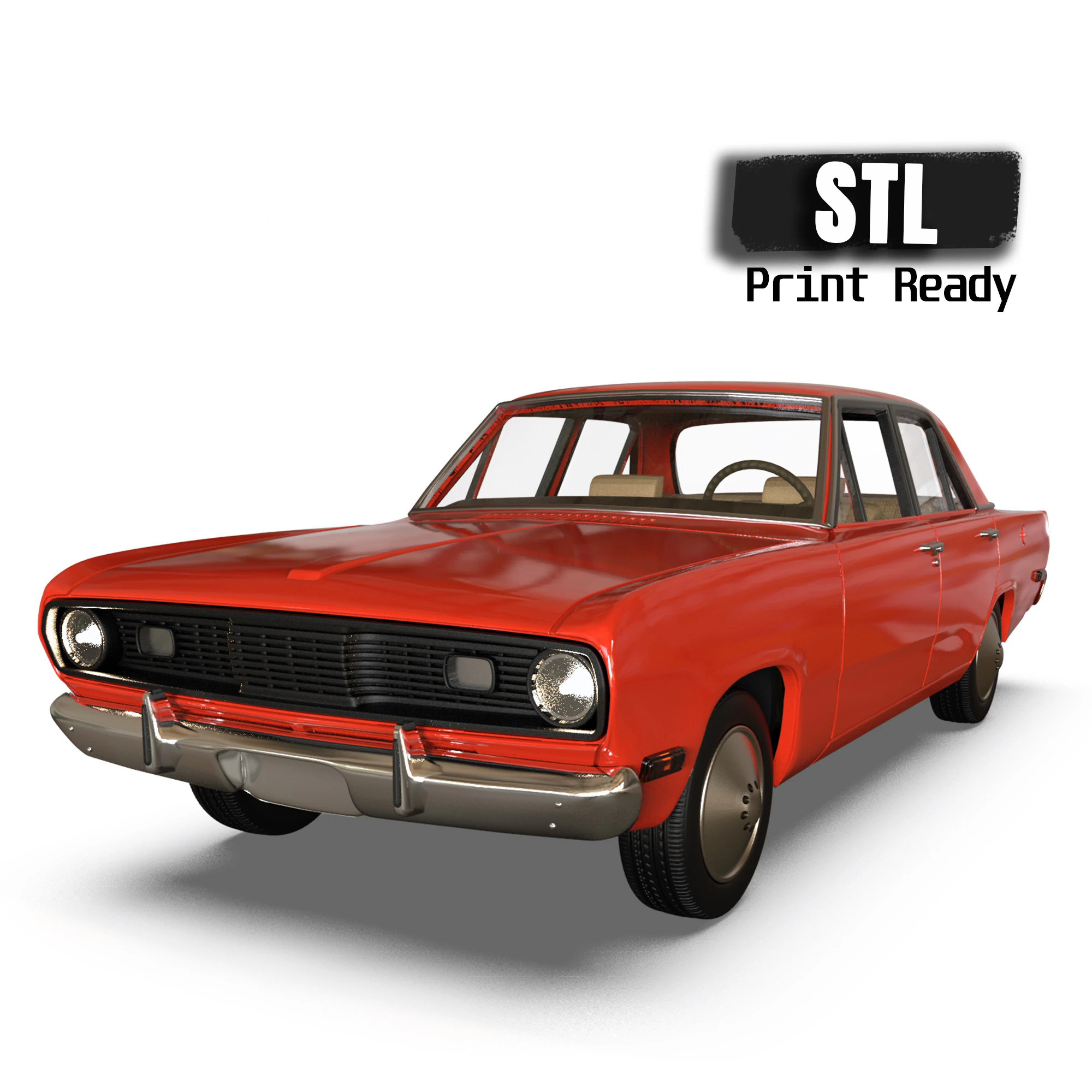 1971 Valiant Third gen 4 Door in Duel s to Print 3D Print Model .c4d .max .obj .3ds .fbx .stl .blend 