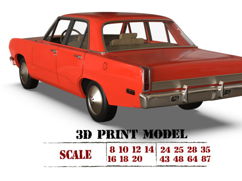 1971 Valiant Third gen 4 Door in Duel s to Print 3D Print Model