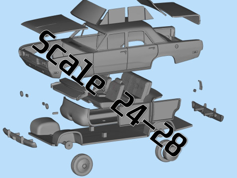 1971 Valiant Third gen 4 Door in Duel s to Print 3D Print Model