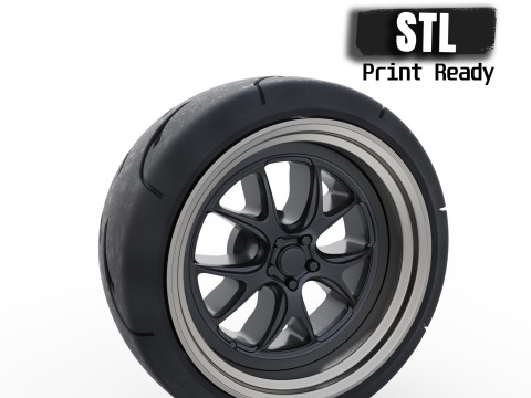 Scale vehicle stl files wheels Tire Rims set for car printables 3D Принт Модель