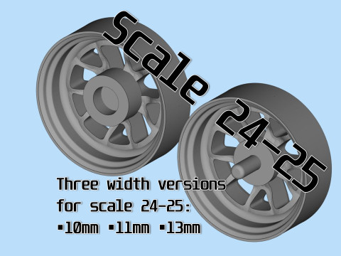 Scale vehicle stl files wheels Tire Rims set for car printables 3D Принт Модель