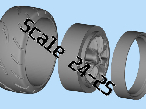 Scale vehicle stl files wheels Tire Rims set for car printables 3D Принт Модель