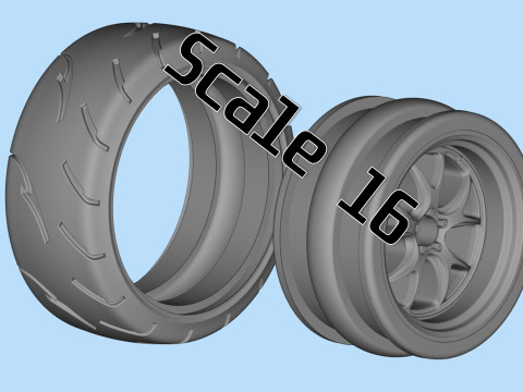 Scale vehicle stl files wheels Tire Rims set for car printables 3D Принт Модель