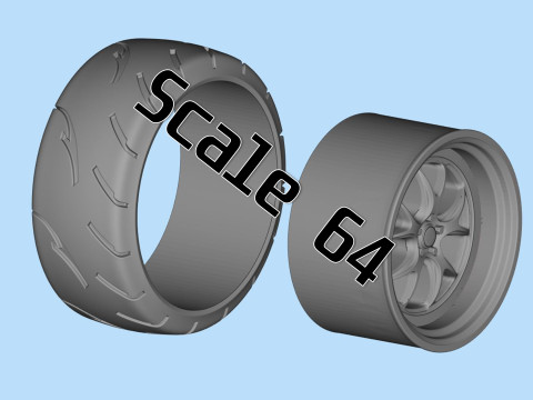 Scale vehicle stl files wheels Tire Rims set for car printables 3D Принт Модель
