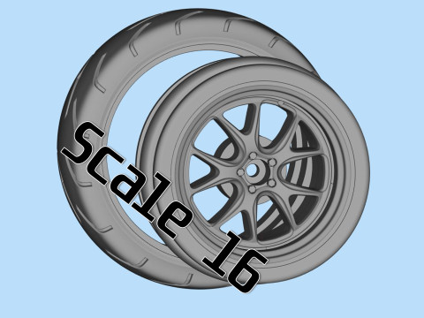 Scale vehicle stl files wheels Tire Rims set for car printables 3D Принт Модель
