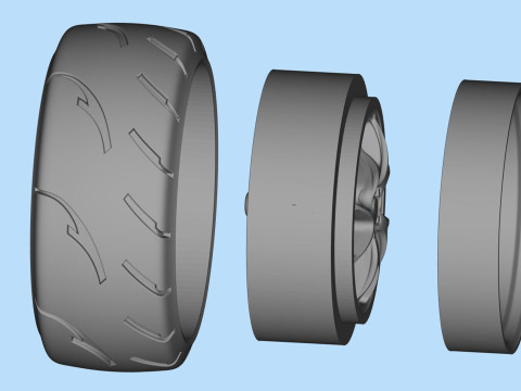 Scale vehicle stl files wheels Tire Rims set for car printables 3D Принт Модель