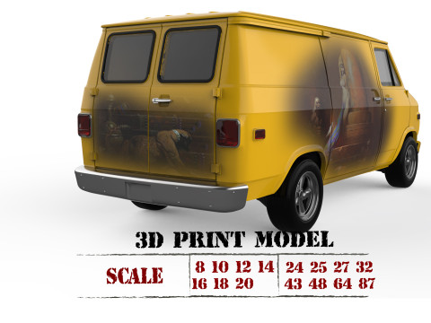 American Chevy Van G10 gen3 Shorty Ready to Print STL File 3D Printing Car 3D प्रिंट मॉडल