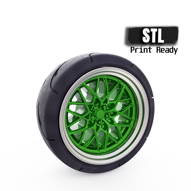 Scale Wheel STL Model for 3D Printing Includes Tire Rim Parts Modèles 3D en vedette .c4d .max .obj .3ds .fbx .stl .blend