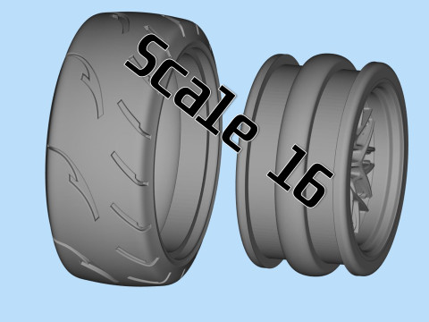Scale Wheel STL Model for 3D Printing Includes Tire Rim Parts Modèles 3D en vedette