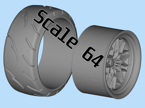 Scale Wheel STL Model for 3D Printing Includes Tire Rim Parts Modèles 3D en vedette