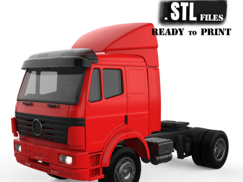 Old benz truck SKII low roof cabin STL files 3D प्रिंट मॉडल