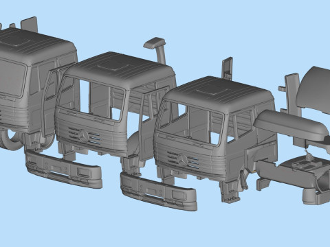 Old benz truck SKII low roof cabin STL files Model Cetak 3D