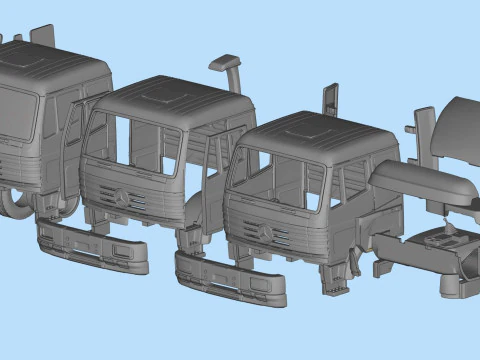 Arquivos STL de cabine de teto baixo SKII de caminh&atilde;o benz antigo Modelo de Impressão 3D