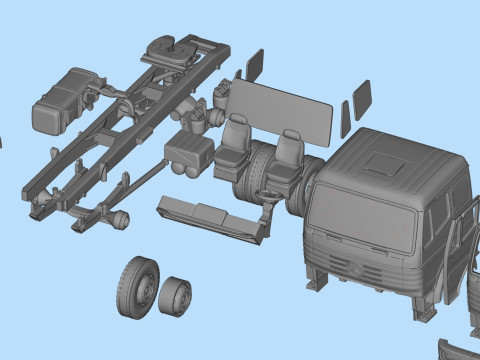 Old benz truck SKII low roof cabin STL files Model Cetak 3D